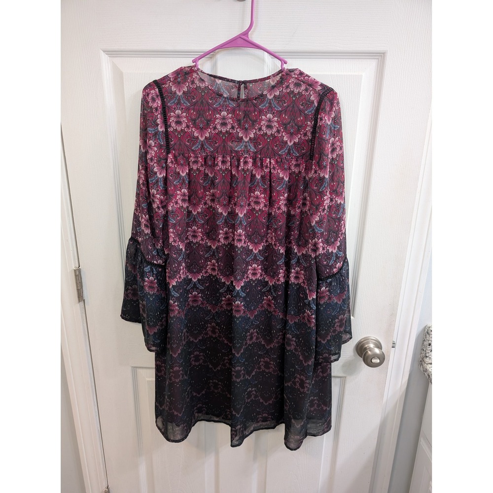 Nanette Lepore Moody Romance Floral Shift Dress‎ Womens Bell Sleeve - Size 6